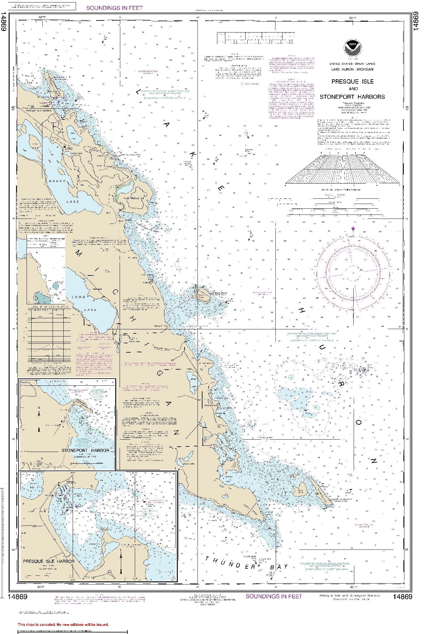 Presque Isle and Stoneport Harbors (14869) by NOAA