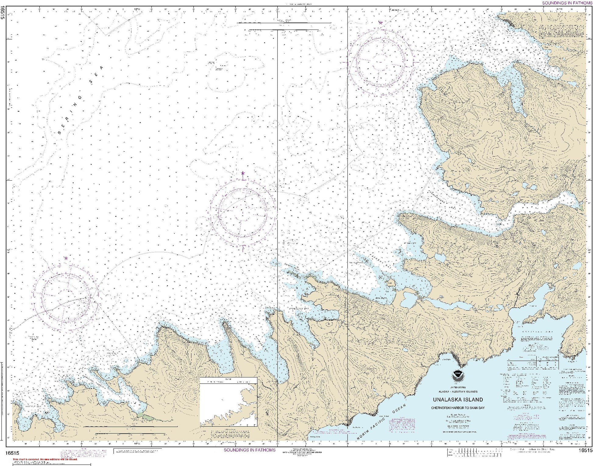 Unalaska Island - Chernofski Harbor to Skan Bay (16515) by NOAA