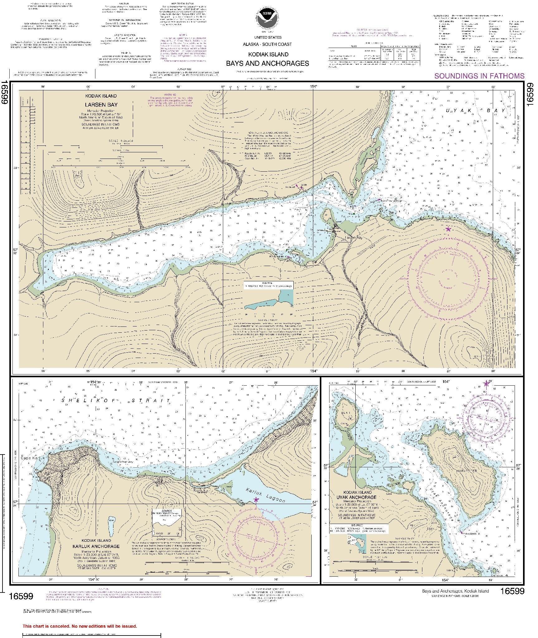 Kodiak Island - Bays and Anchorages; Larsen Bay (16599) by NOAA
