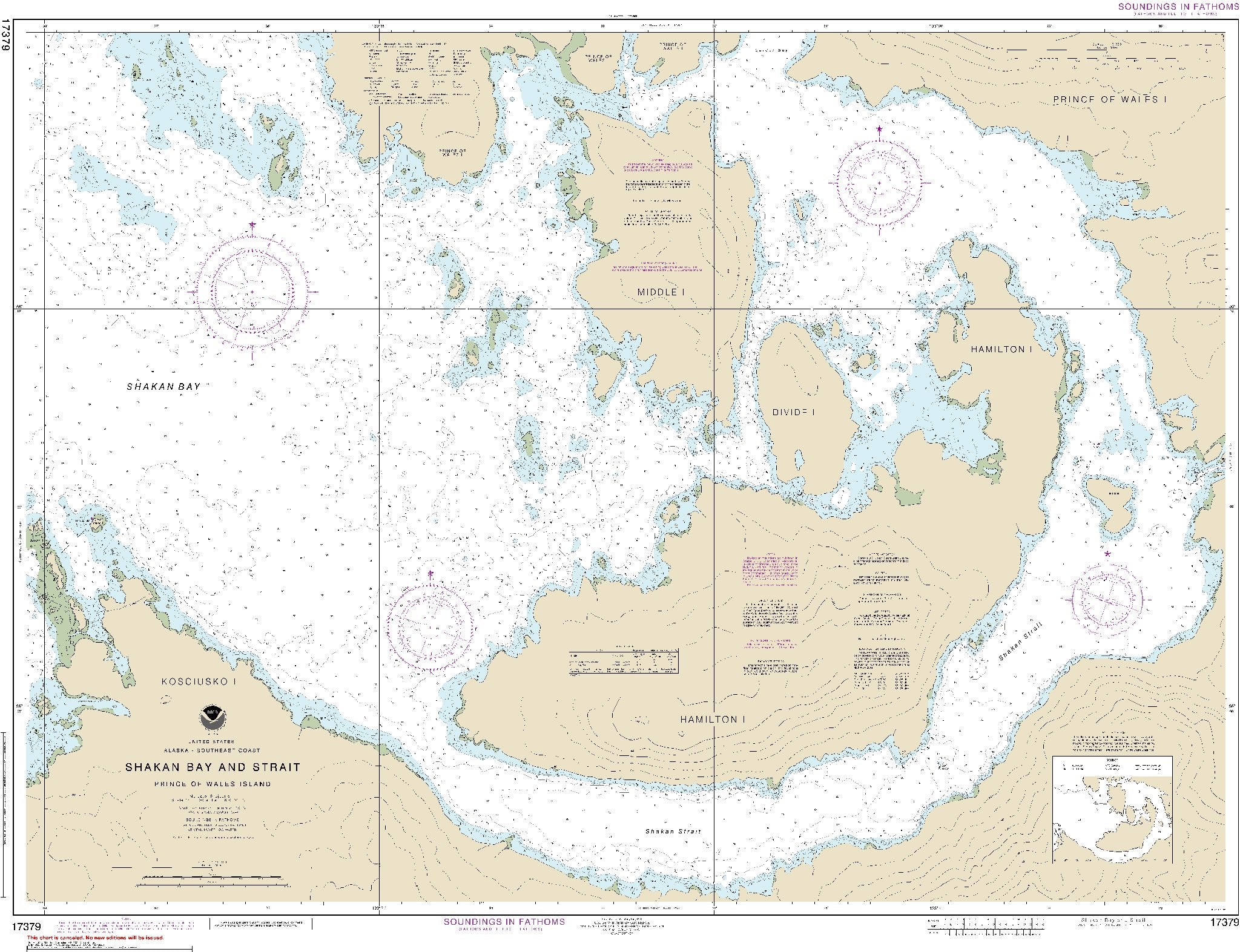 17379 Shaken Bay and Strait (17379) by NOAA – Longitude Maps