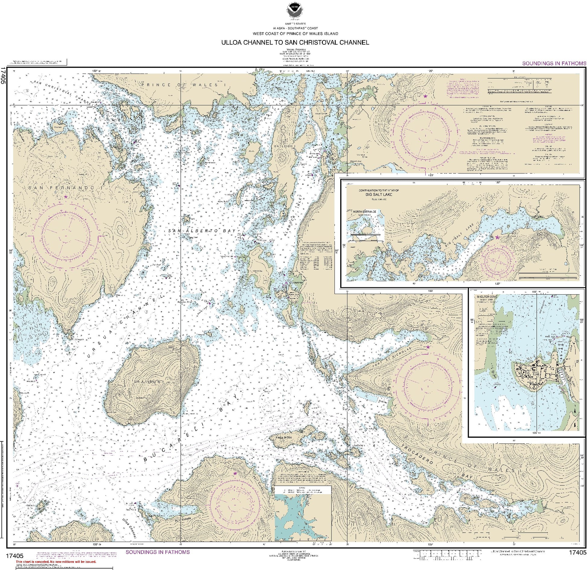Ulloa Channel to San Christoval Channel with Continuation to The Head of Big Salt Lake (17405) by NOAA