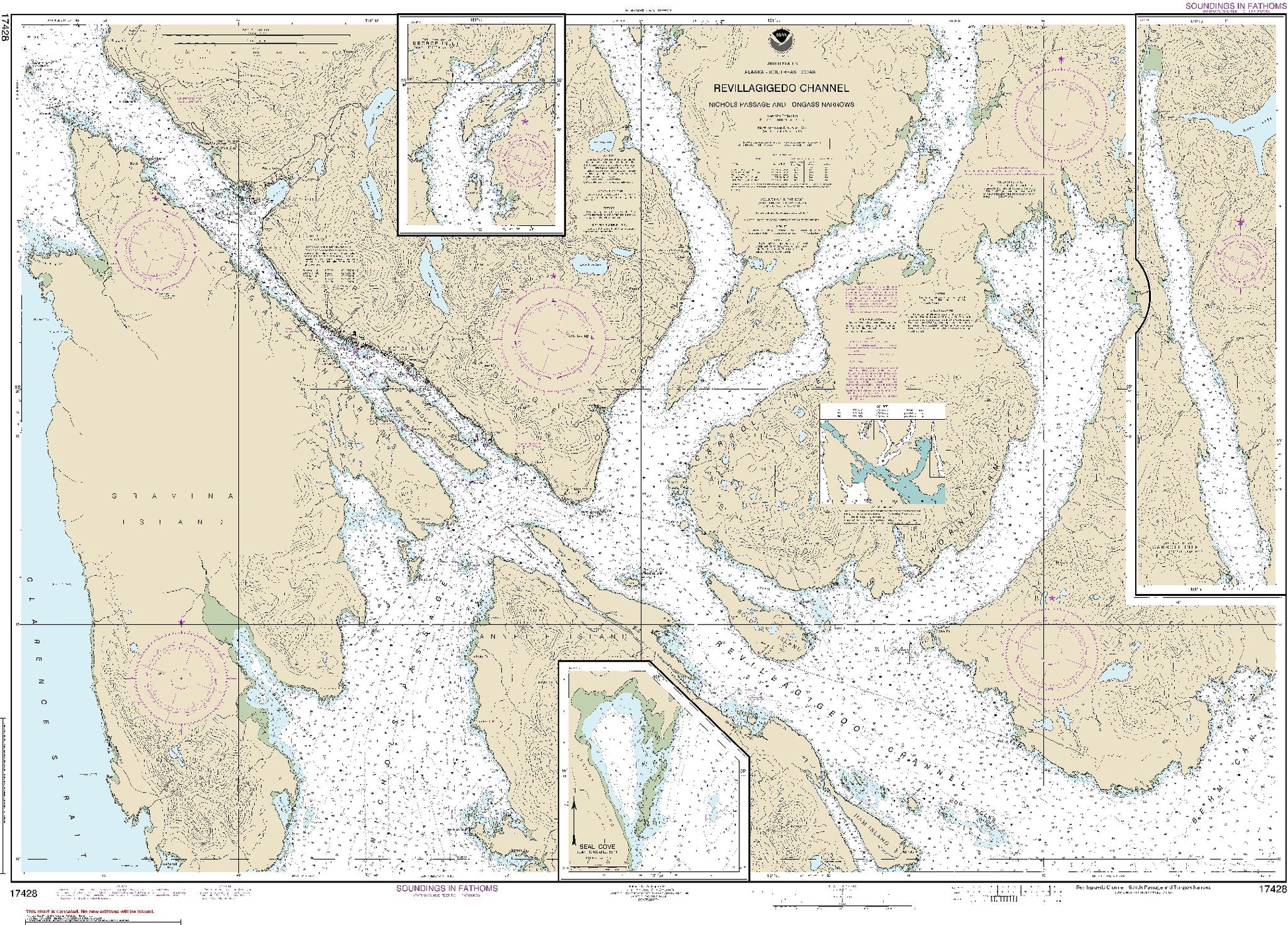 Revillagigedo Channel - Nichols Passage and Tongass Narrows with Continuations of George Inlet and Carroll Inlet (17428) by NOAA