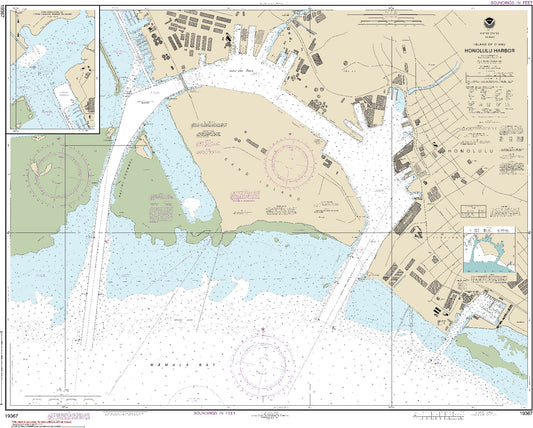 Honolulu Harbor with Continuation of Keehi Lagoon Barge Channel (19367) by NOAA