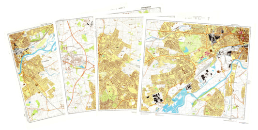 Nottingham (UK) 4-Sheet Map Set - Soviet Military City Plans