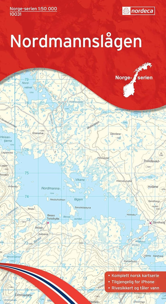 Nordmannslagen (Nordmannslågen), 1:50,000 Hiking Map, #10031