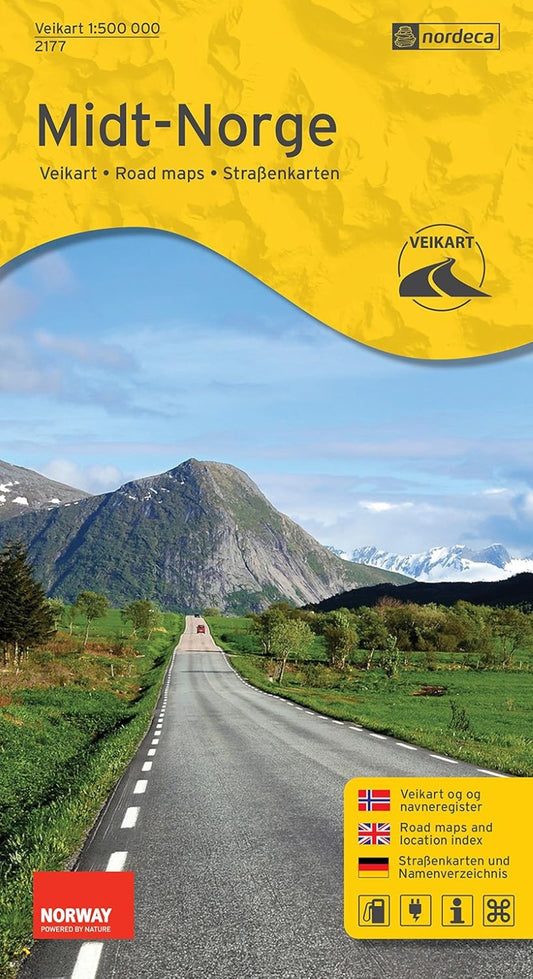 Mid-Norway (Veikart Midt-Norge) 1:500,000 Road Map