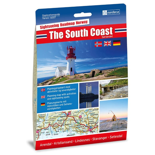 The Norway South Coast (Sørlandet) Route Sightseeing Road Map 1:250,000