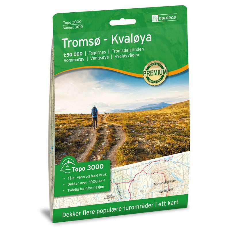 Tromso-Kvaloya (Tromsø-Kvaløya) Topo 3000 Series Hiking Map 1:50,000, #3010