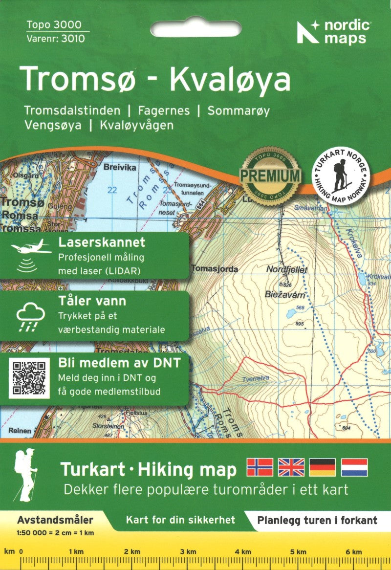 Tromso-Kvaloya (Tromsø-Kvaløya) Topo 3000 Series Hiking Map 1:50,000, #3010