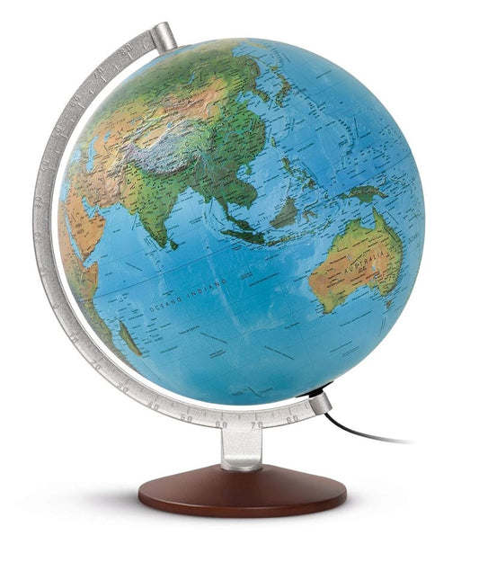 Cobalt Globe Lamp, 25 cm - Jordglob Cobalto Ø25cm, 1/2 mer/stål, träfot