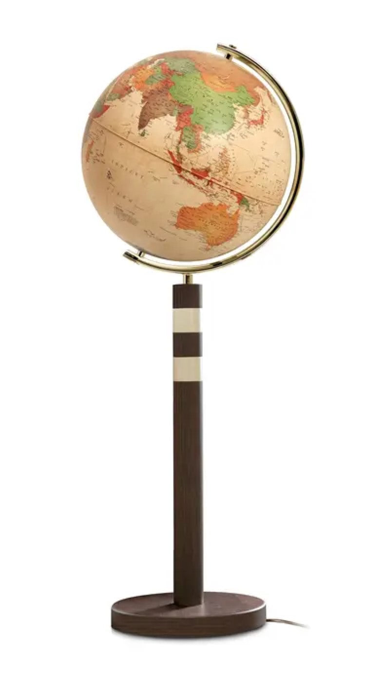 Antique Globe on Wooden Stand, 40 cm - Jordglob Twin Antique Ø40 cm 1/2 mer/stål, trästativ eng. text.