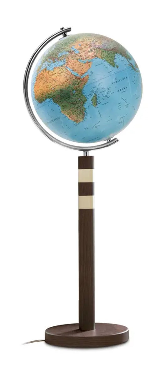Blue Globe on Wooden Stand, 40 cm - Jordglob Twin Blue Ø40 cm 1/2 mer/stål, trästativ eng. text.