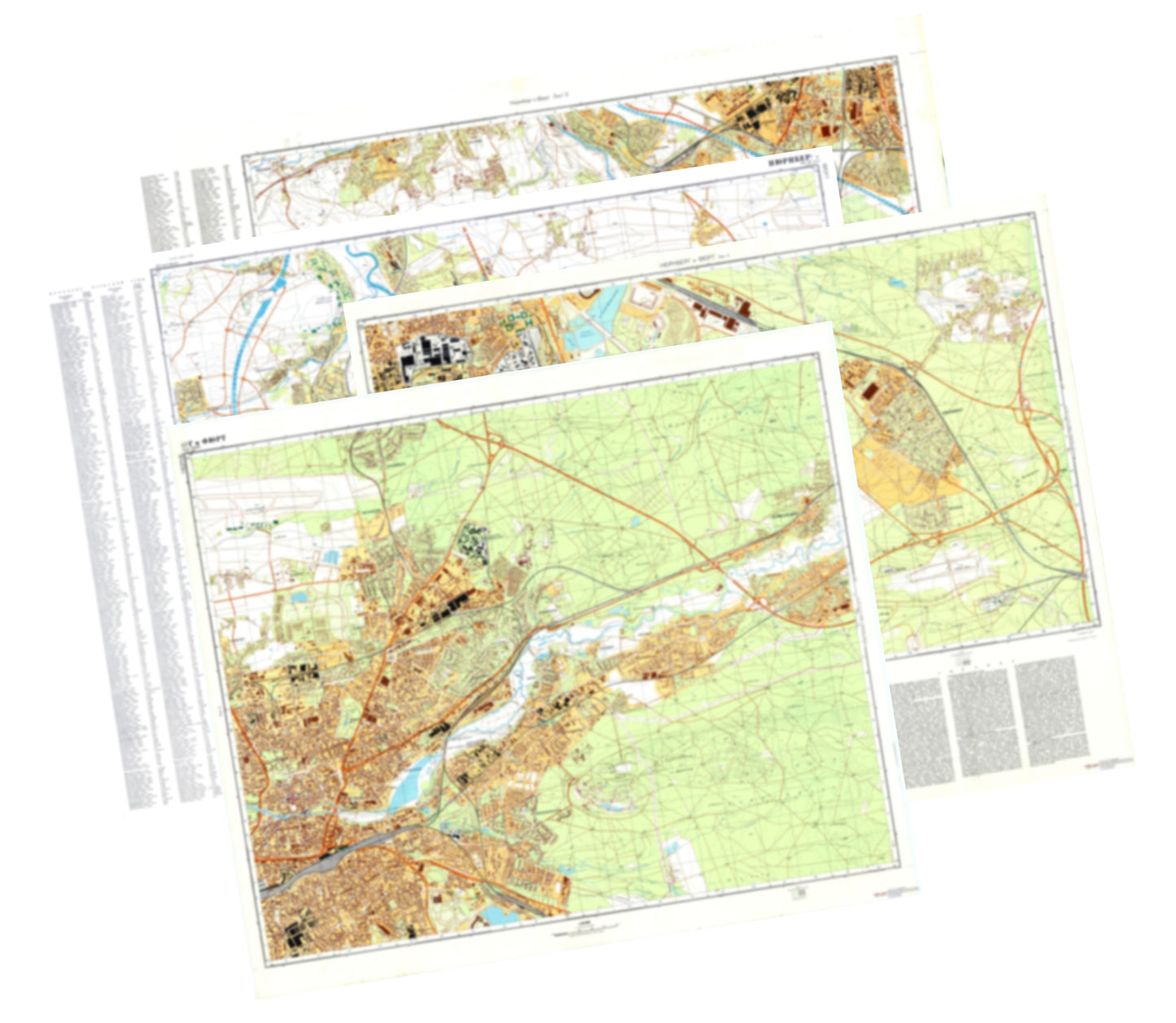 Nuremberg, Furth (Germany) 4-Sheet Map Set - Soviet Military City Plans