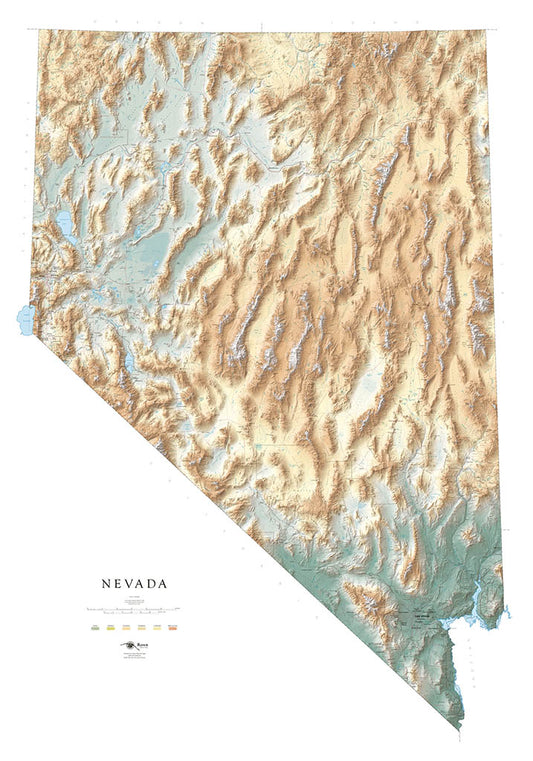 Nevada Elevation Tints Fine Art Print Map