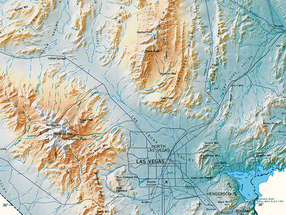 Nevada Elevation Tints Fine Art Print Map