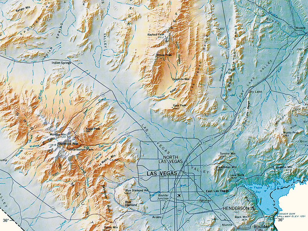 Nevada Elevation Tints Fine Art Print Map