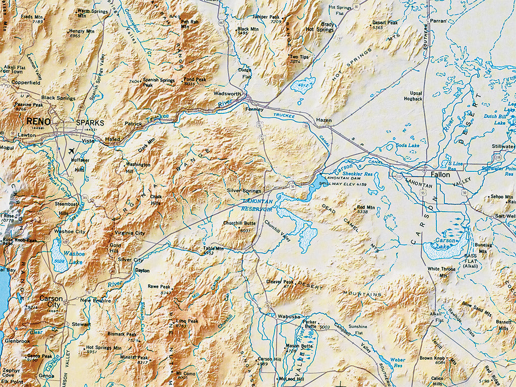 Nevada Elevation Tints Fine Art Print Map