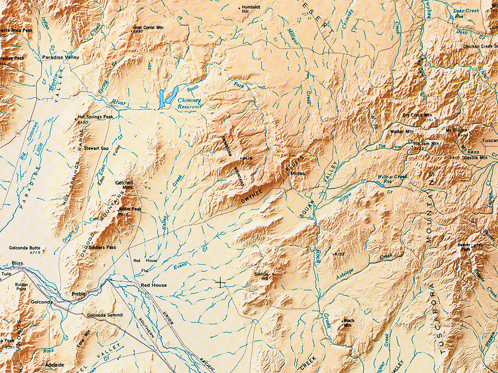 Nevada Elevation Tints Fine Art Print Map