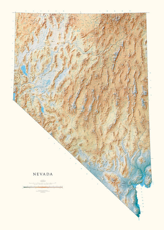 Nevada Elevation Tints Fine Art Print Map