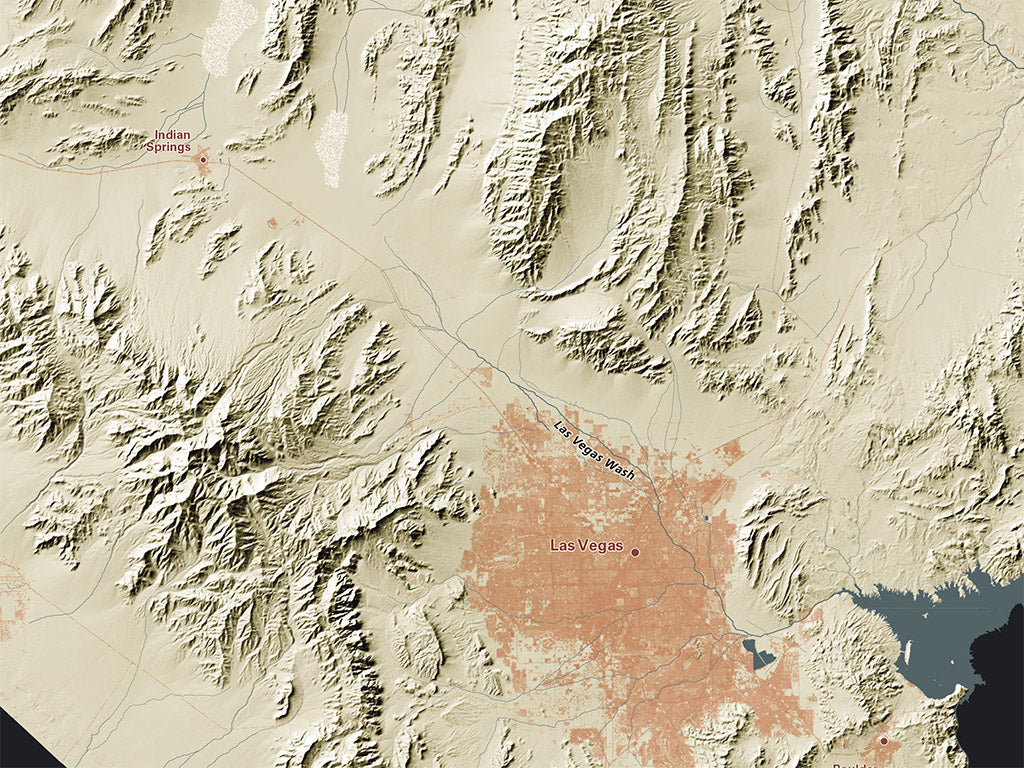 Nevada Landforms and Rivers Fine Art Print Map