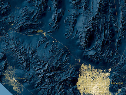 Nevada at Night Fine Art Print Map