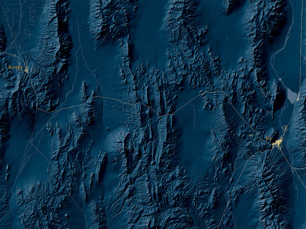 Nevada at Night Fine Art Print Map