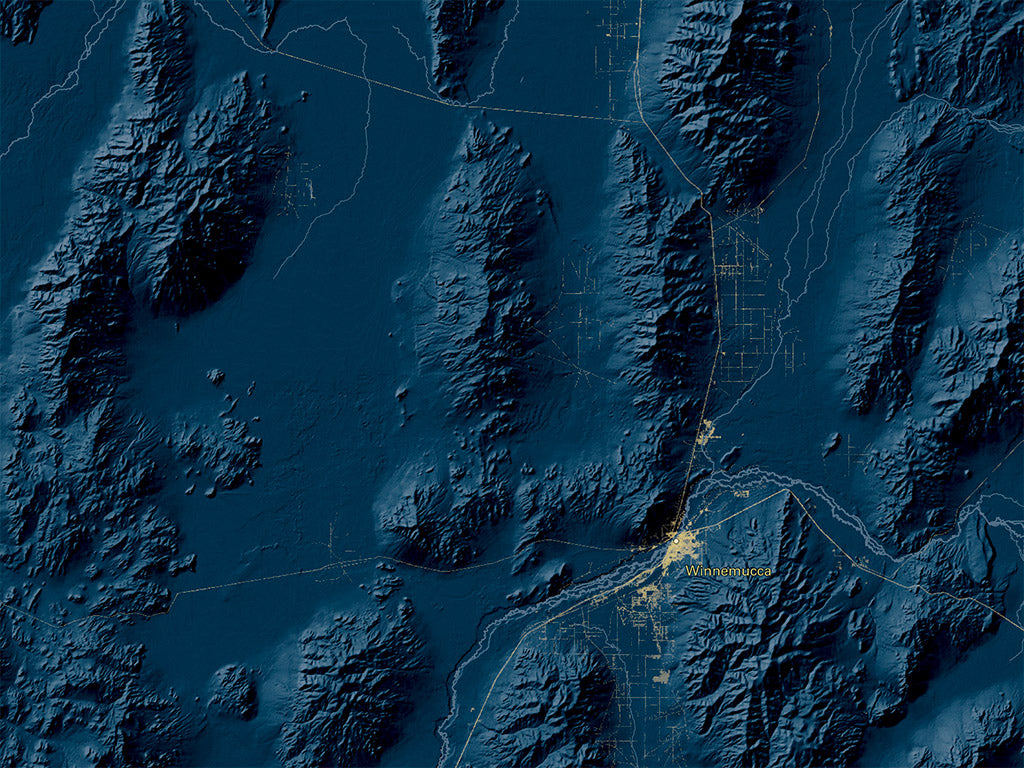 Nevada at Night Fine Art Print Map