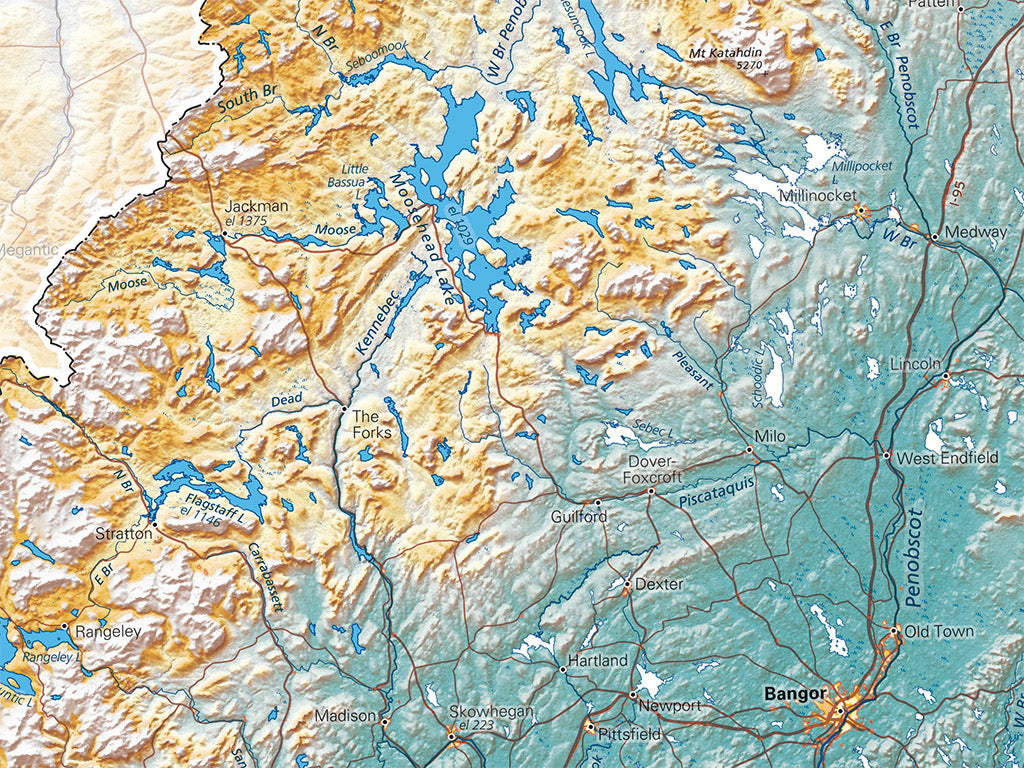 New England in Context Elevation Tints Fine Art print Map