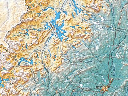 New England in Context Elevation Tints Fine Art print Map