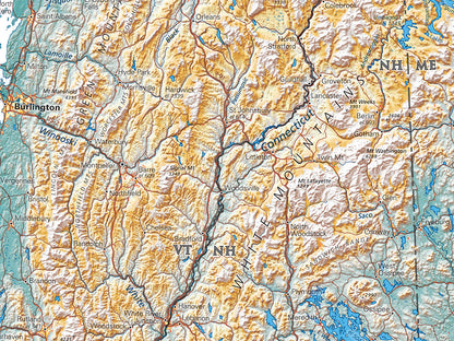 New England in Context Elevation Tints Fine Art print Map