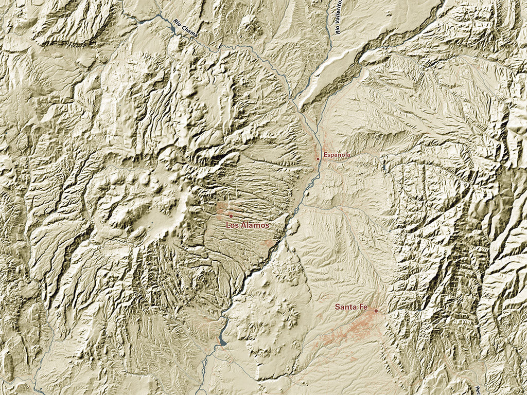 New Mexico Landforms and Rivers Fine Art Print Map