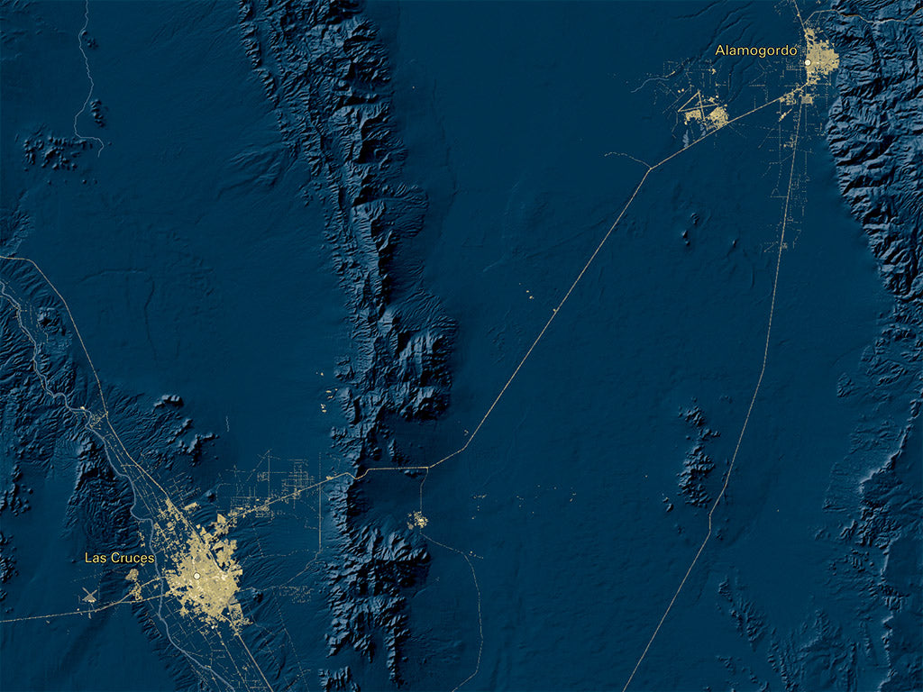 New Mexico at Night Fine Art Print Map