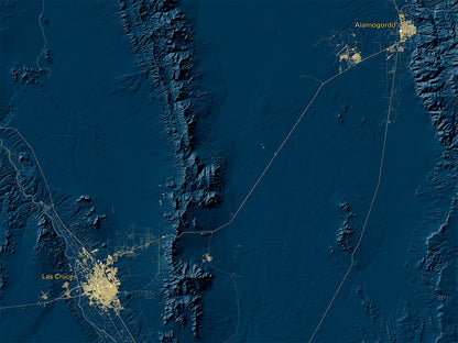 New Mexico at Night Fine Art Print Map