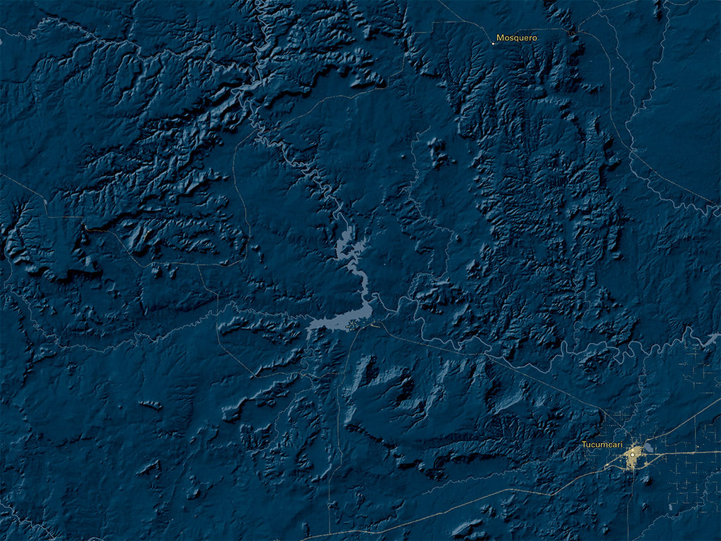 New Mexico at Night Fine Art Print Map