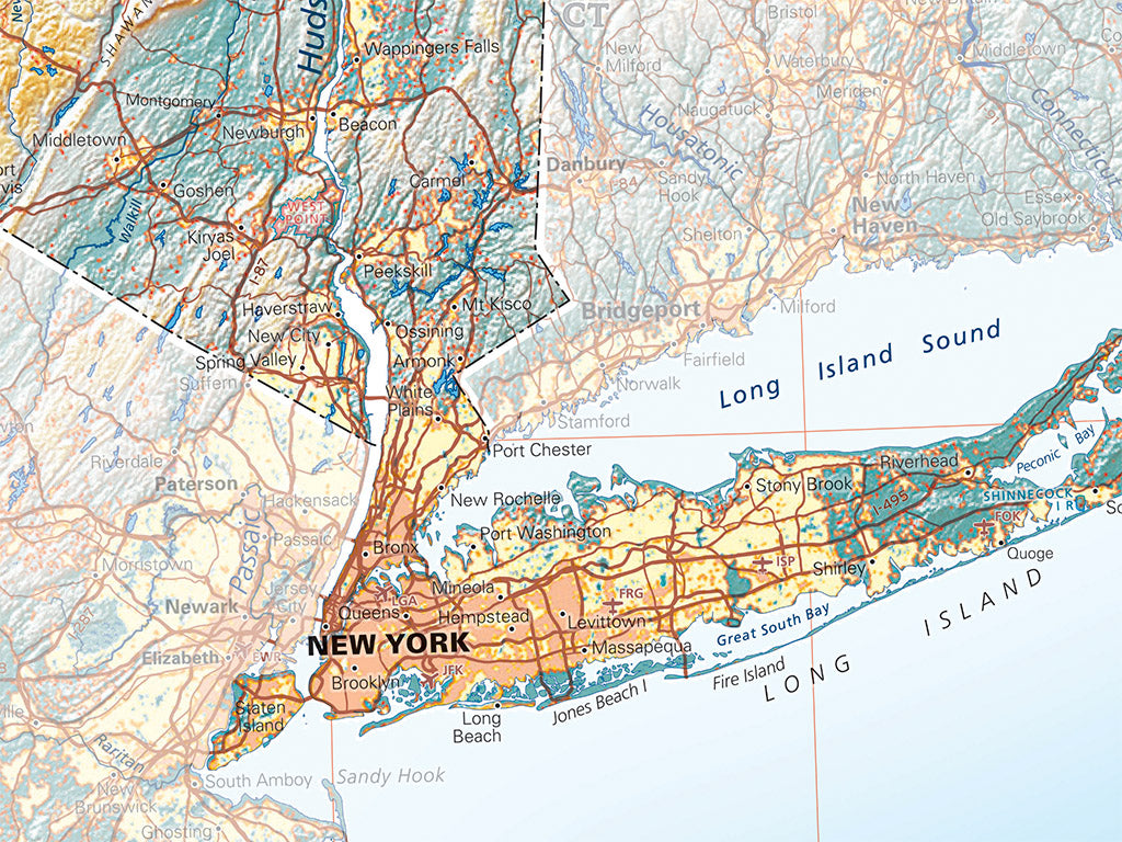 New York in Context Elevation Tints Fine Art Print Map