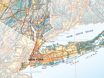 New York in Context Elevation Tints Fine Art Print Map