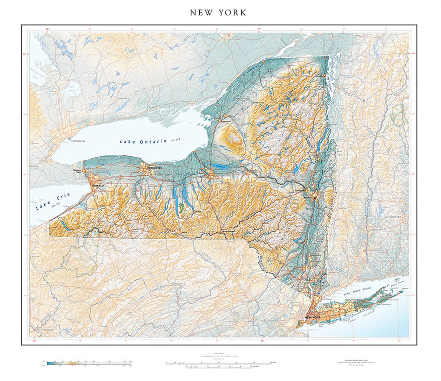 New York in Context Elevation Tints Fine Art Print Map