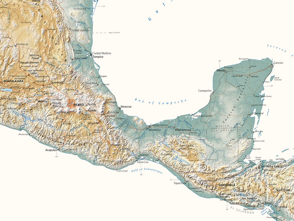 North America Elevation Tints Fine Art Print Map