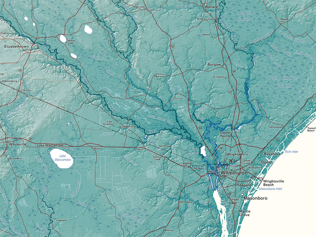 North Carolina Elevation Tints Fine Art Print Map