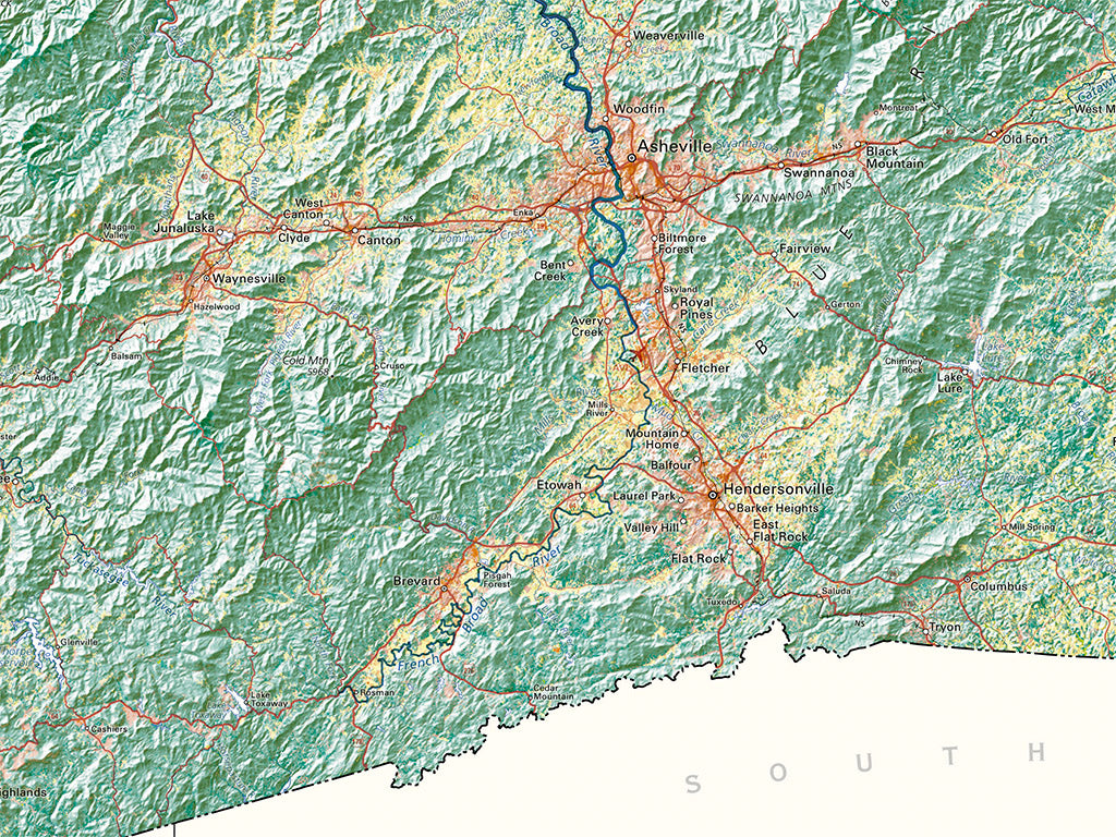 North Carolina Land Cover Fine Art Print Map