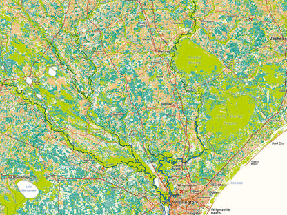 North Carolina Land Cover Fine Art Print Map