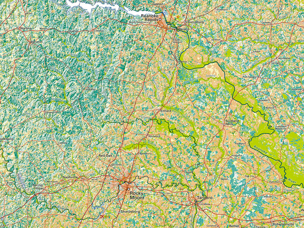 North Carolina Land Cover Fine Art Print Map