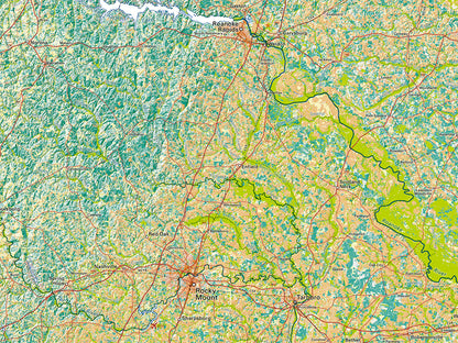 North Carolina Land Cover Fine Art Print Map