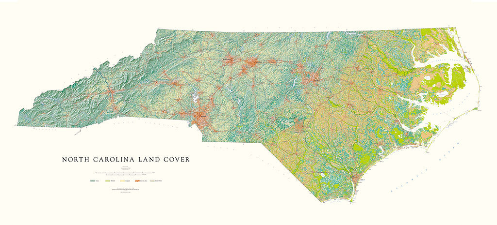 North Carolina Land Cover Fine Art Print Map