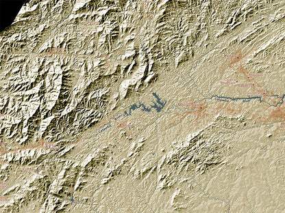 North Carolina Landforms and Rivers Fine Art Print Map