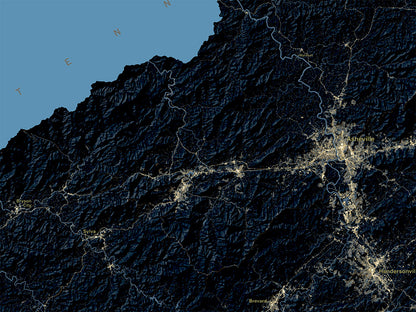 North Carolina at Night Fine Art Print Map