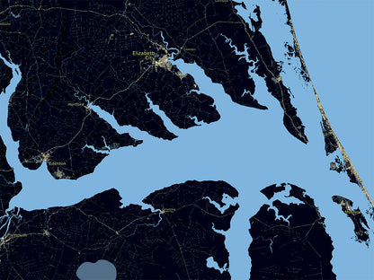 North Carolina at Night Fine Art Print Map