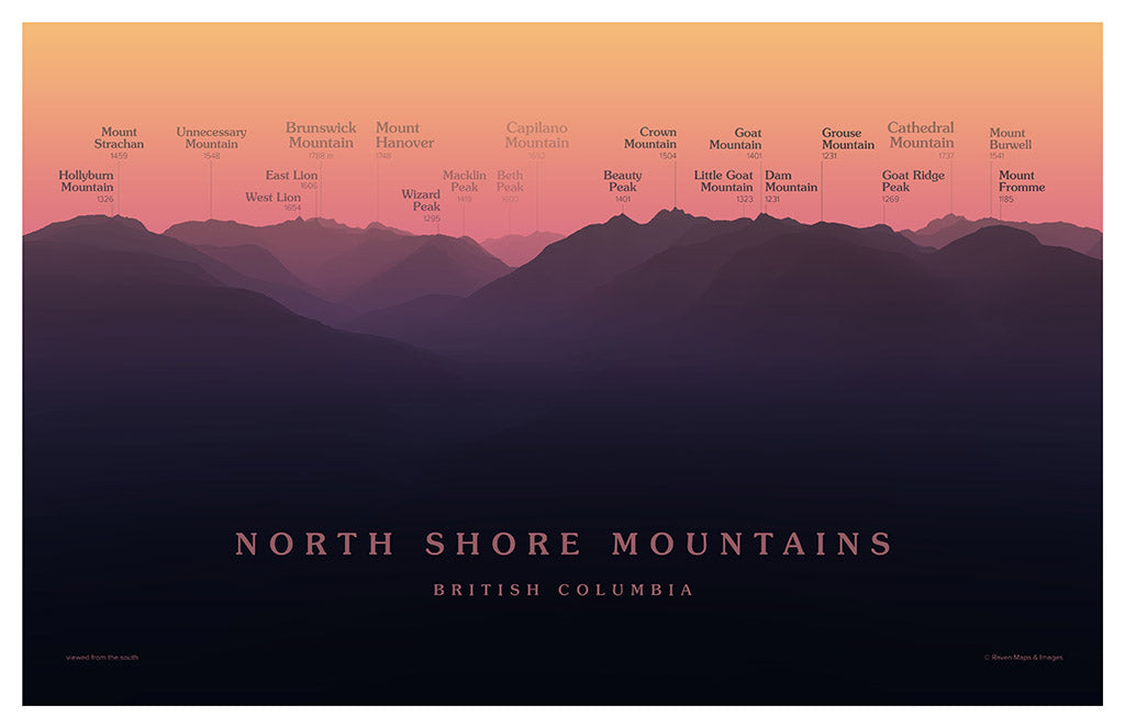 North Shore Mountains Peakscapes Elevation Panorama