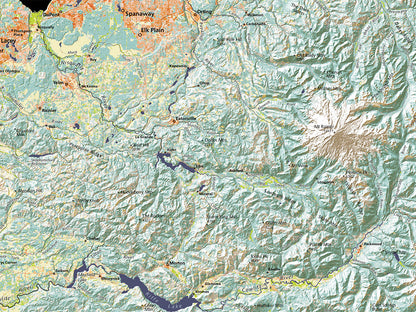 Northwest Oregon and Southwest Washington Elevation Tints Fine Art Print Map