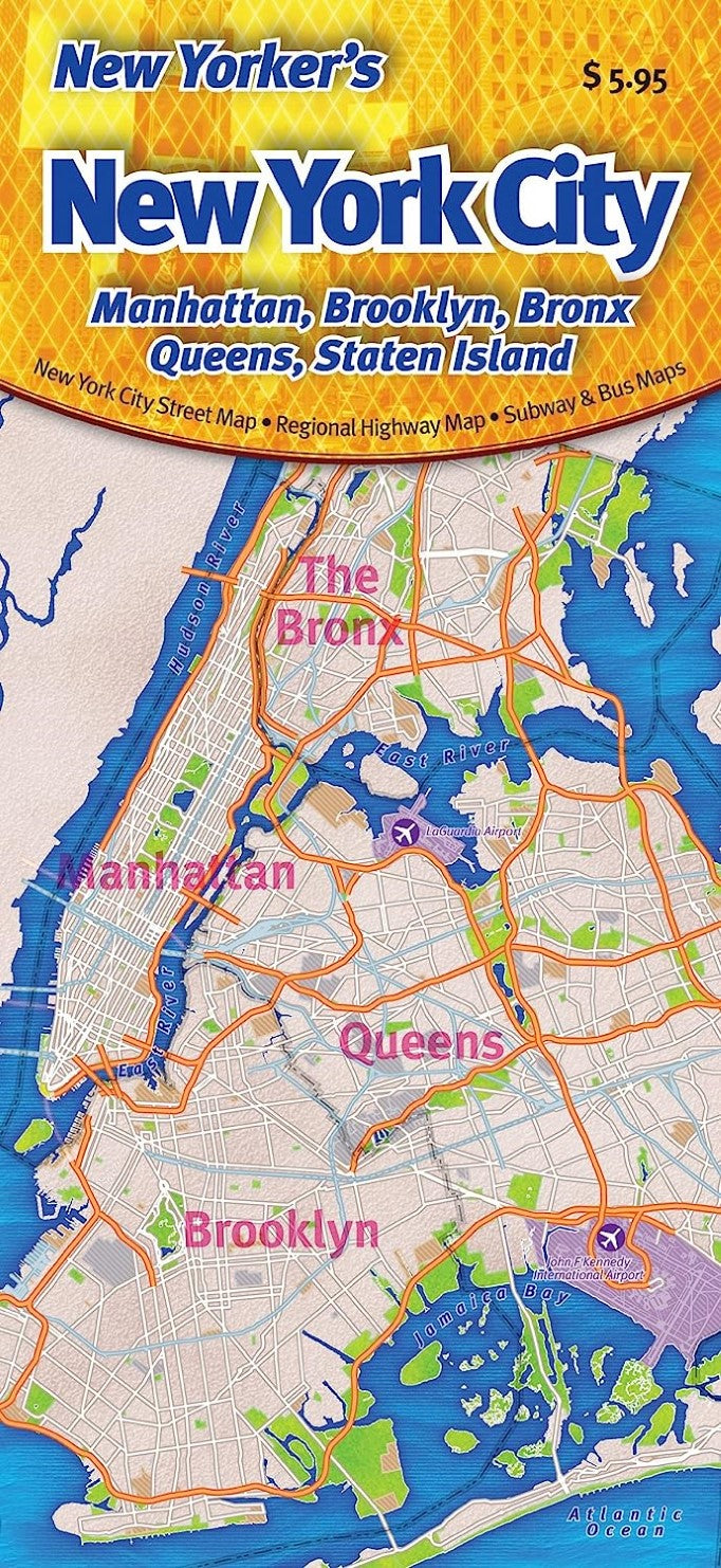 New Yorker's New York City Map: Manhattan, Brooklyn, Bronx, Queens, Staten Island